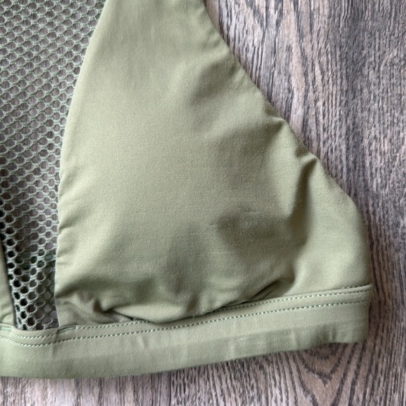 Billabong Swimsuit Meshin' With You Olive Green Mesh Bikini Top Size Small - Picture 3 of 12